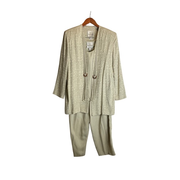 Joseph Ribkoff Jackets & Blazers - Vintage Joseph Ribkoff 3 Piece Pant Suit Set Wide Leg, Shell Tank, Open Blazer S